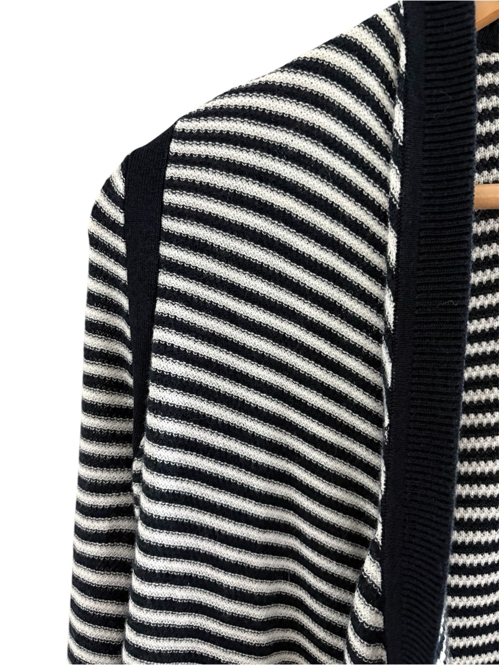 LOFT Navy & White Striped Open-Front Cardigan - Picture 3 of 5